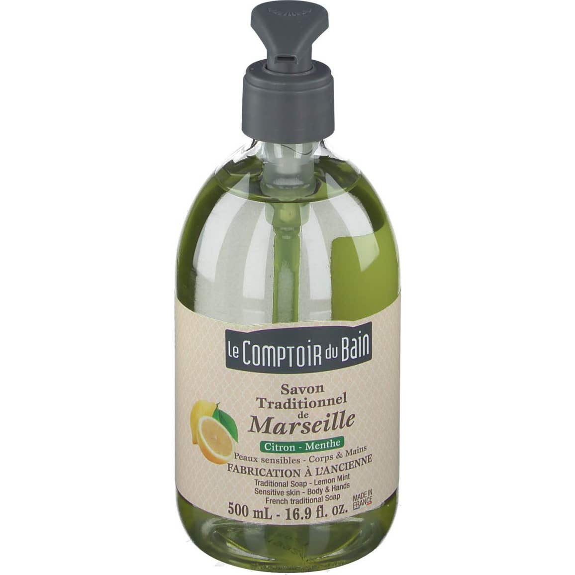 Le Comptoir Du Bain Savon Traditionnel De Marseille CitronMenthe 500ml