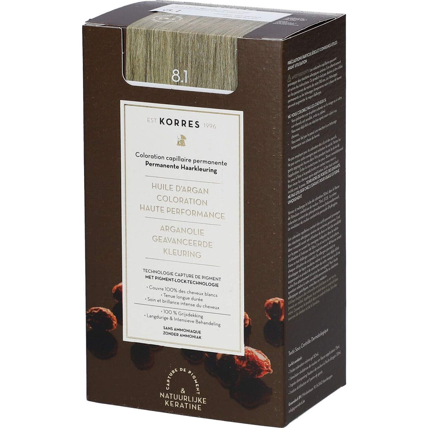 Korres Coloration Huile d'Argan 8.1 Blond Clair Cendré 50ml