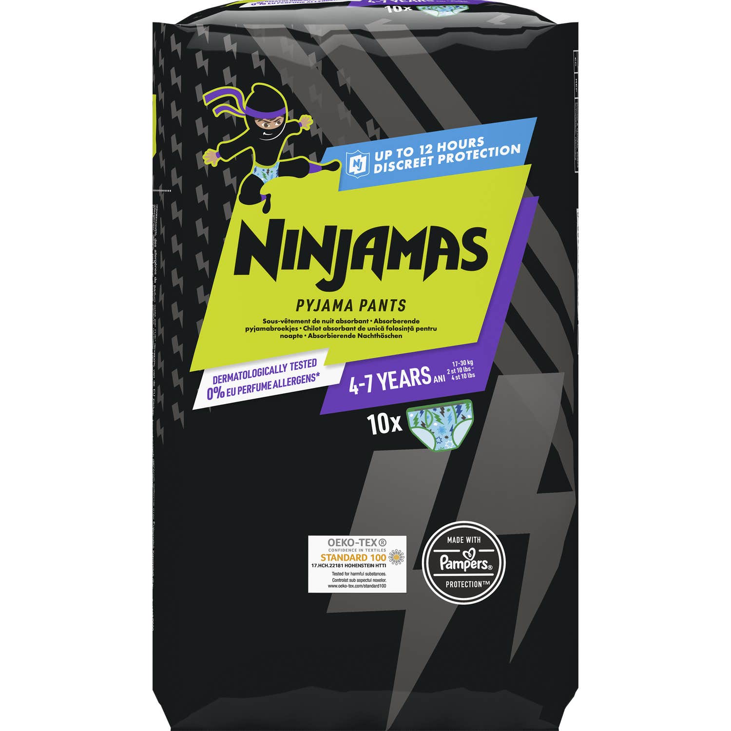 Pampers Ninjamas Pyjama Pants 4-7 Ans Vert Taille 7 10 Unités