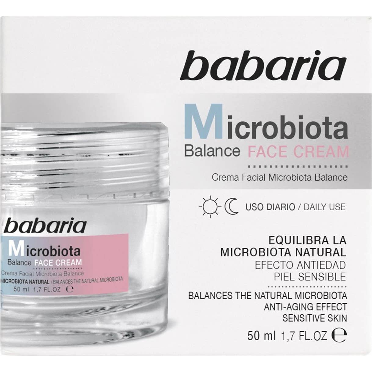 Babaria Microbiota Balance Crème Visage Peaux Sensibles 50ml