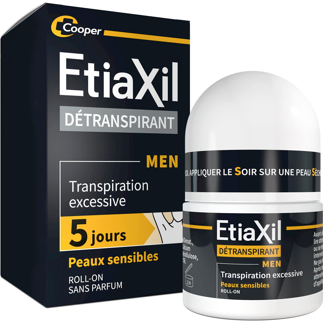 Etiaxil Men Détranspirant Transpiration Excessive Peaux Sensibles Roll-On 15ml