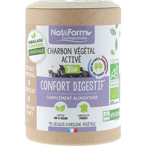 Nat&Form Charbon Vegetale Confort Digestif 90 Capsules