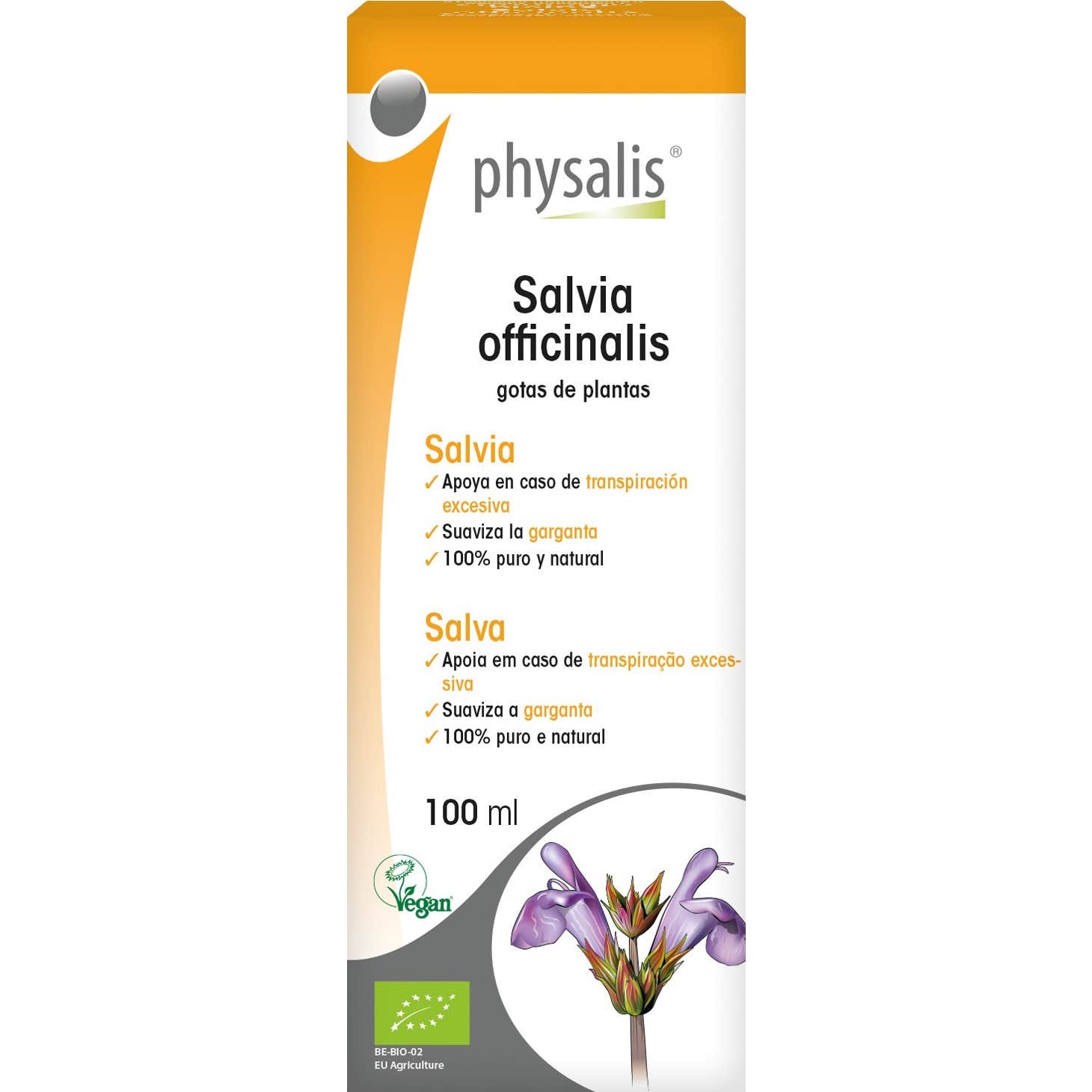 Physalis Salvia Officinalis Extrait Hydroalcoolique Bio 100ml