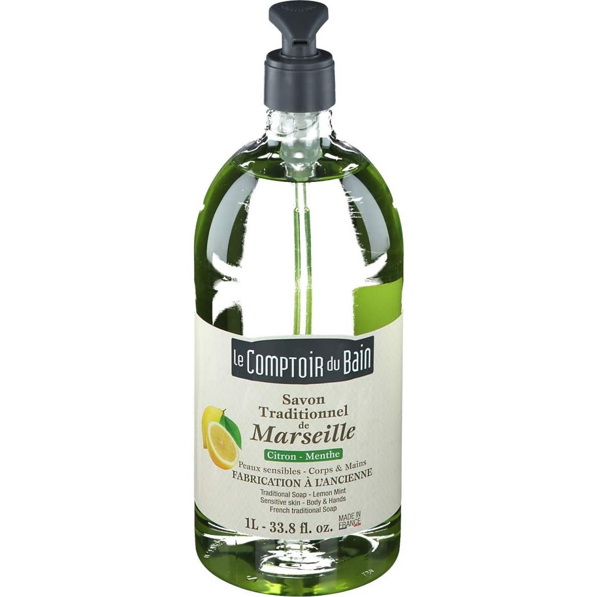 Le Comptoir Du Bain Savon Traditionnel De Marseille Citron Menthe 1L
