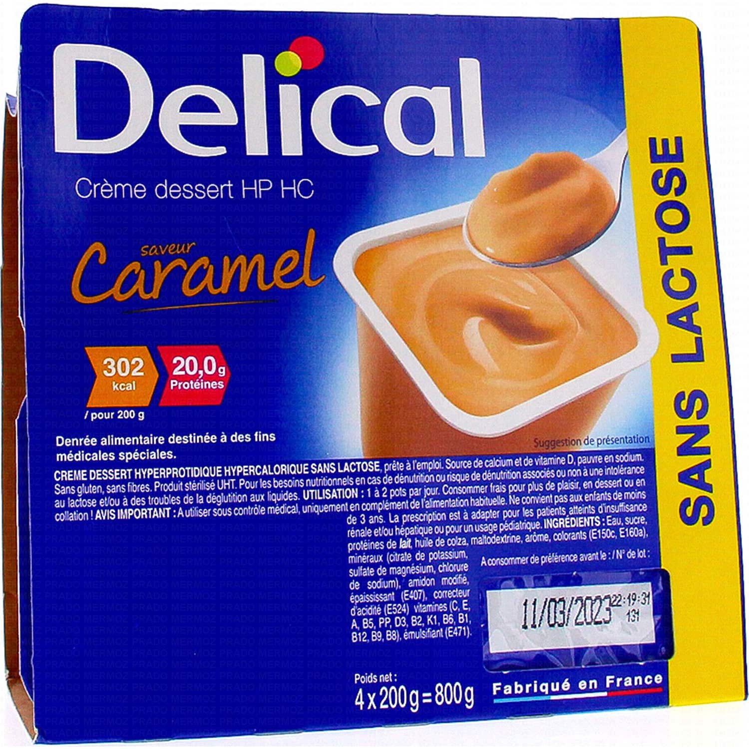 Delical Crème Dessert Hphc Sans Lactose Caramel 4x200g