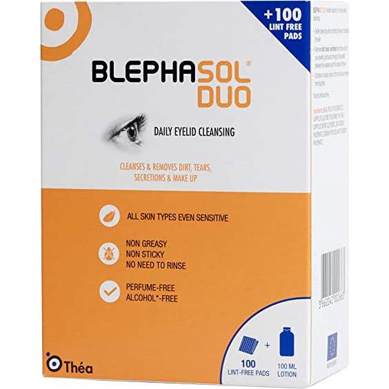Théa Blephasol Pack Duo Nettoyant Paupières 100ml + 100 Gaze