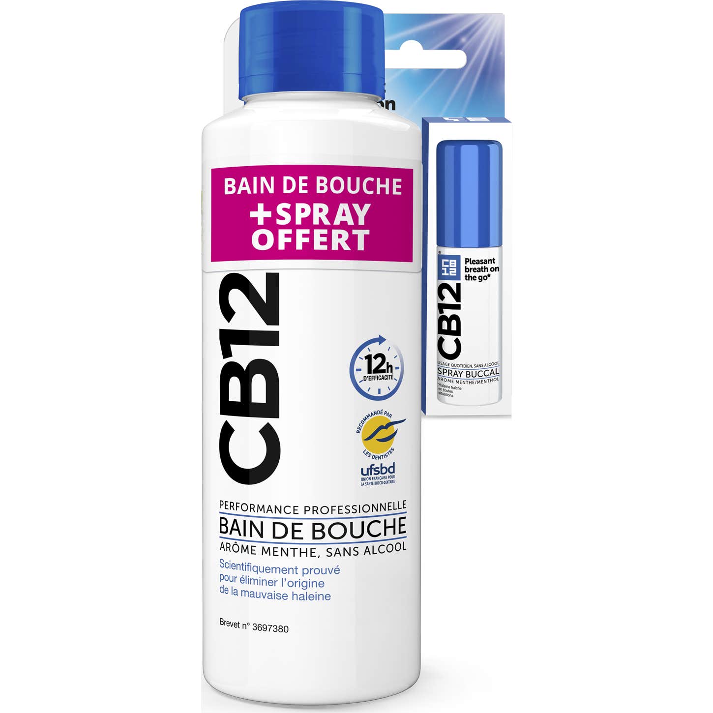 CB12 Bain De Bouche Menthe 500ml + Spray Buccal 15ml