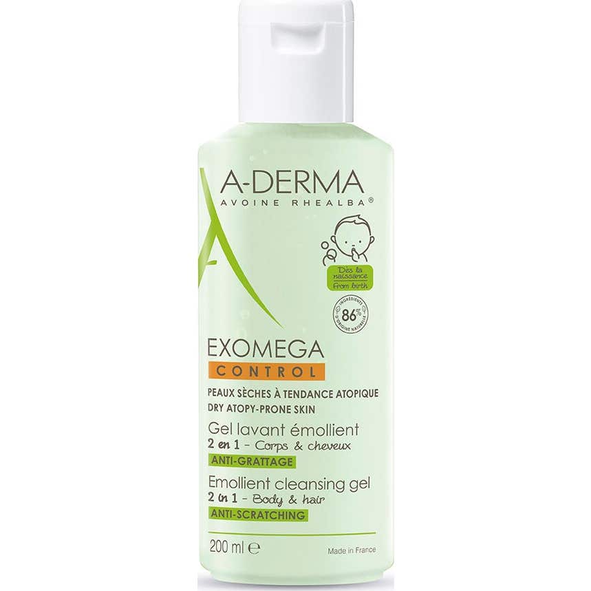 Aderma Exomega Gel Lavant Emollient Corps & Cheveux 200mL