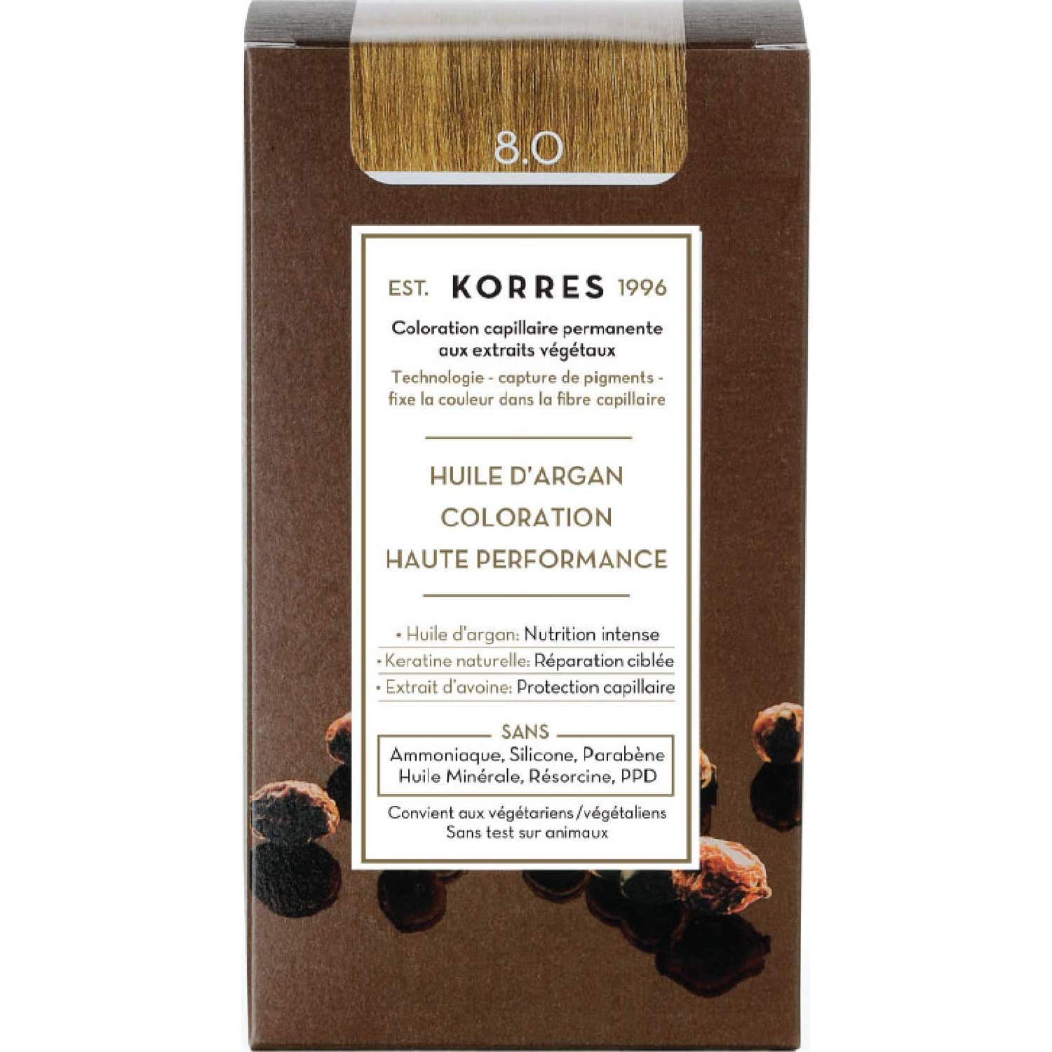 Korres Coloration Permanente Huile D'Argan Blond Clair 8.0