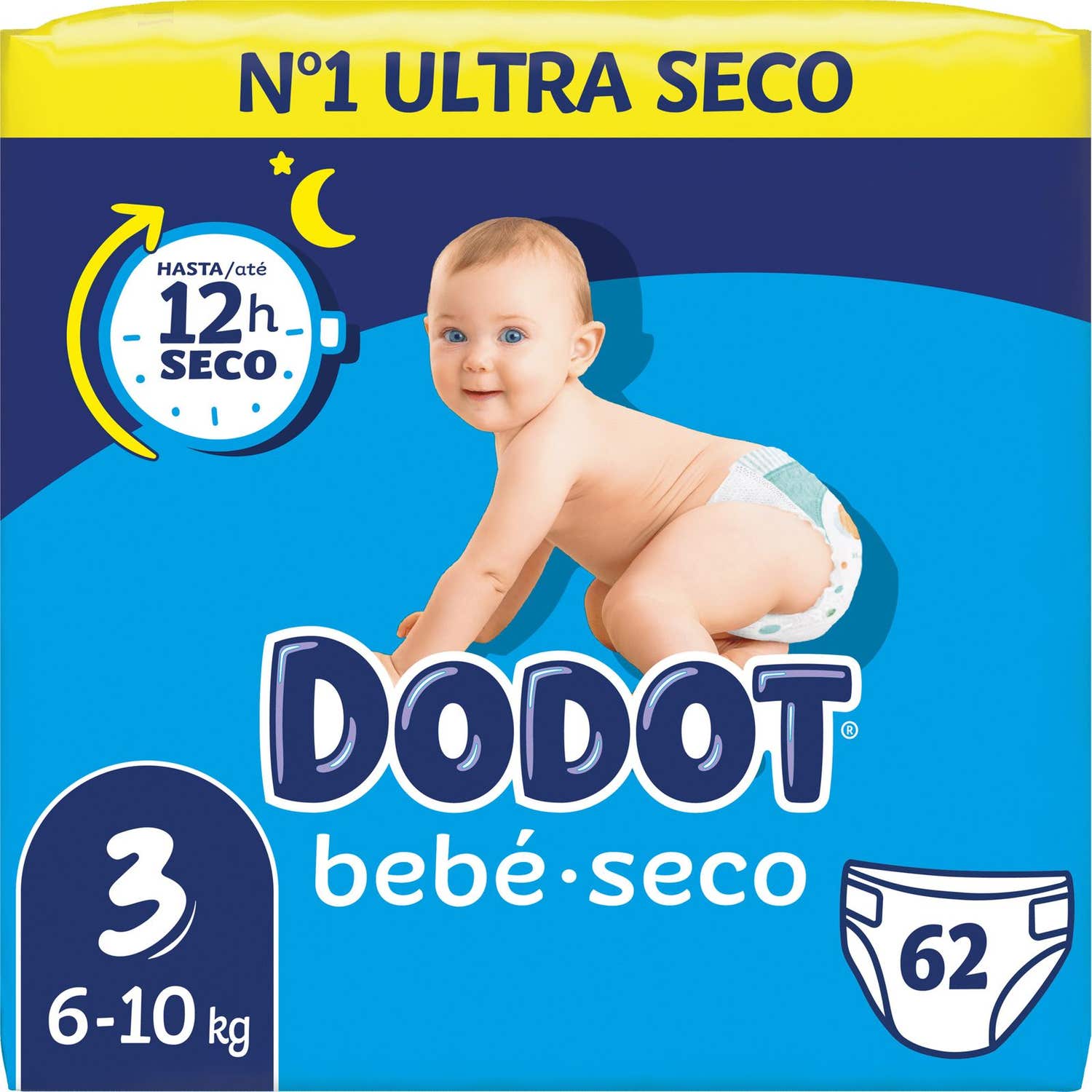 DODOT  Lot de 62 couches pour b&eacute;b&eacute; super absorbantes Taille 3
