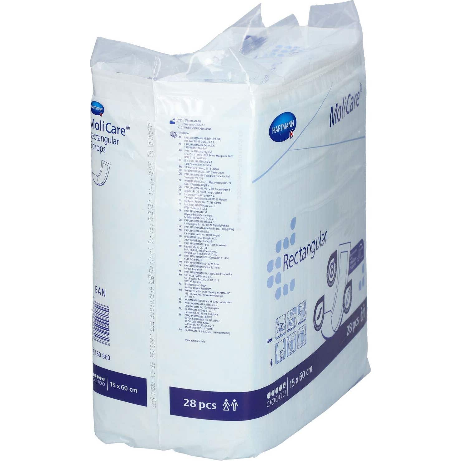 MoliCare Rectangular 5 Drops 15x60cm 28uts MoliCare Rectangular 5 Drops 15x60cm 28uts