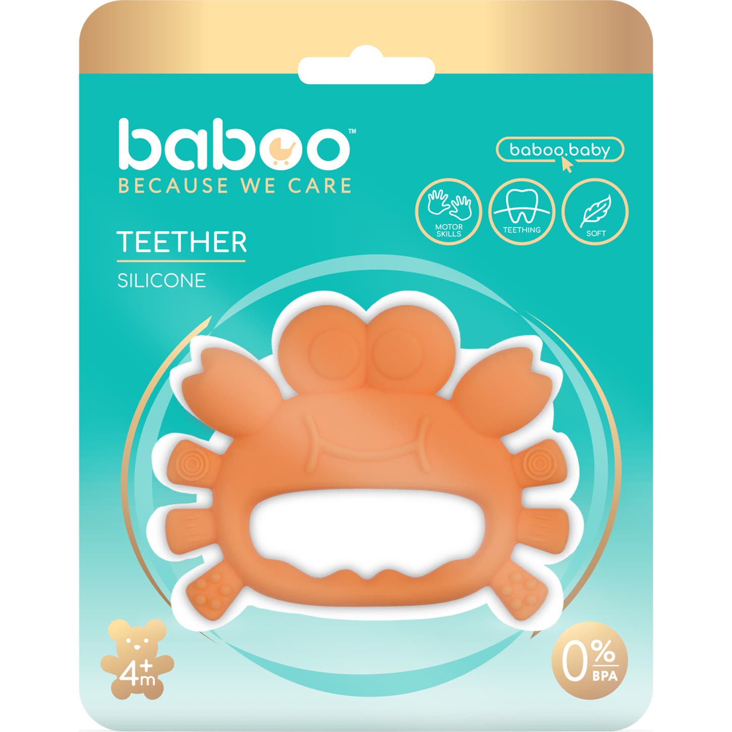 Baboo Anneau de Dentition Silicone Crab +4 Mois 1ut
