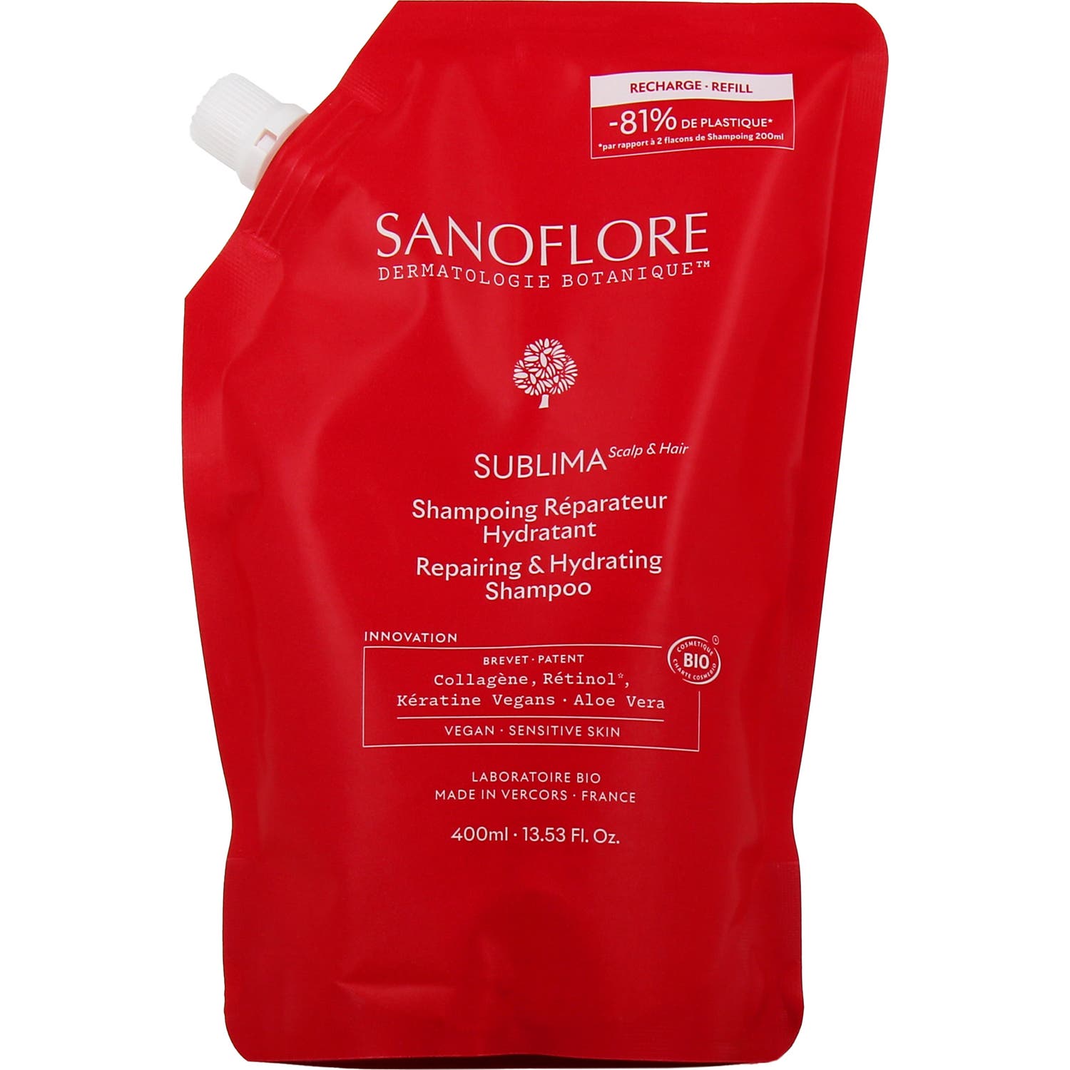 Sanoflore Sublima Shampoing Réparateur Hydratant Recharge 400 ml