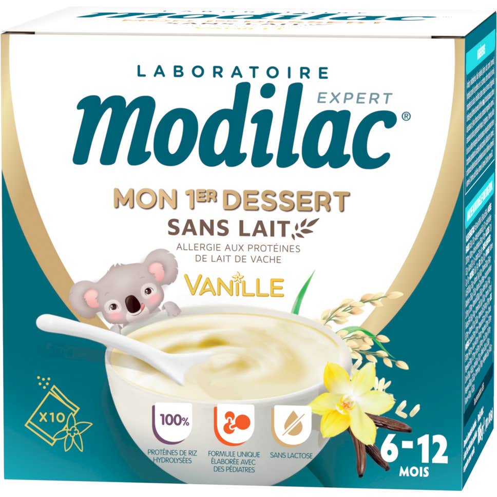Modilac Mon 1er Dessert Sans Lait Vanille 6-36 Mois 10 Sachets