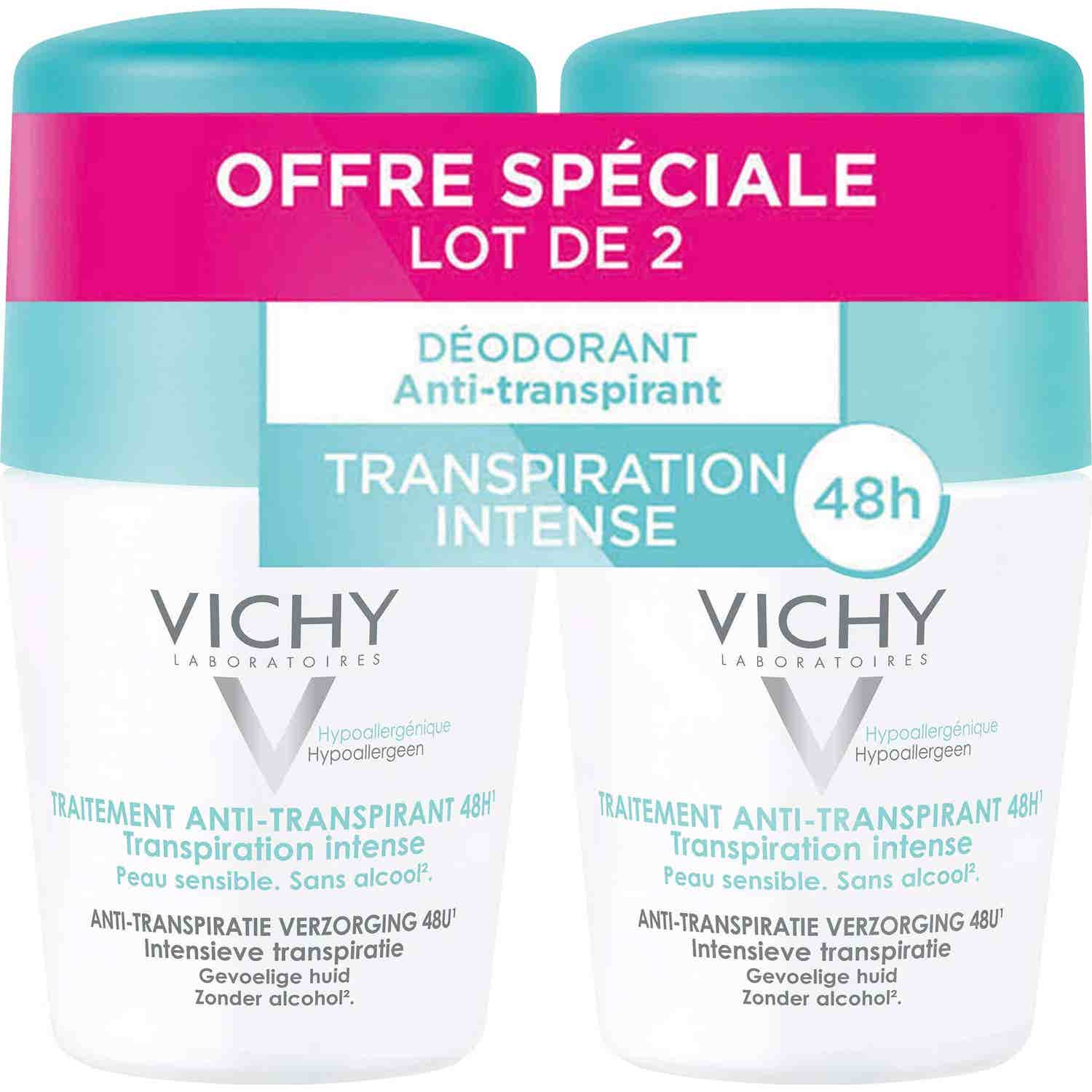 Vichy Traitement Anti-Transpirant 48h Transpiration Intense Roll-On 2x50ml