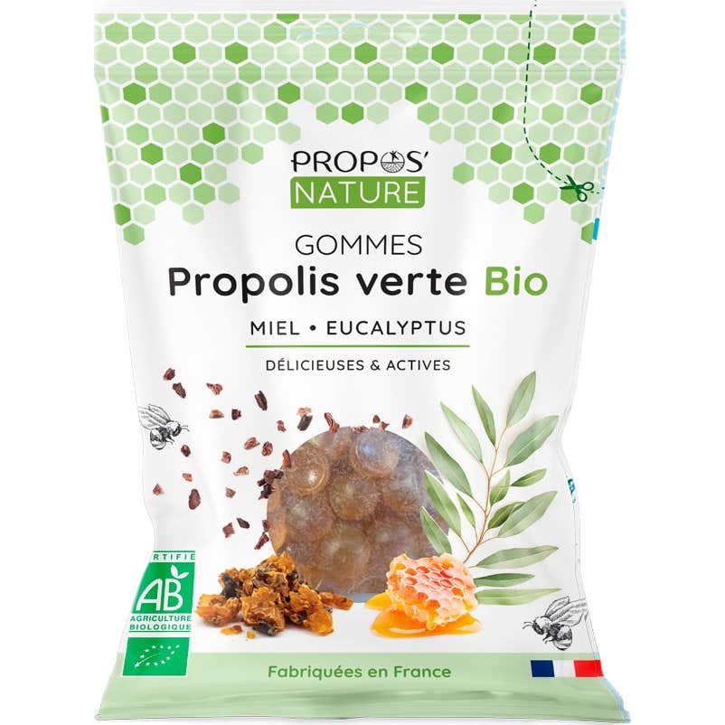 Propos'Nature Gommes Bio Propolis Verte Miel et Eucalyptus 45 g