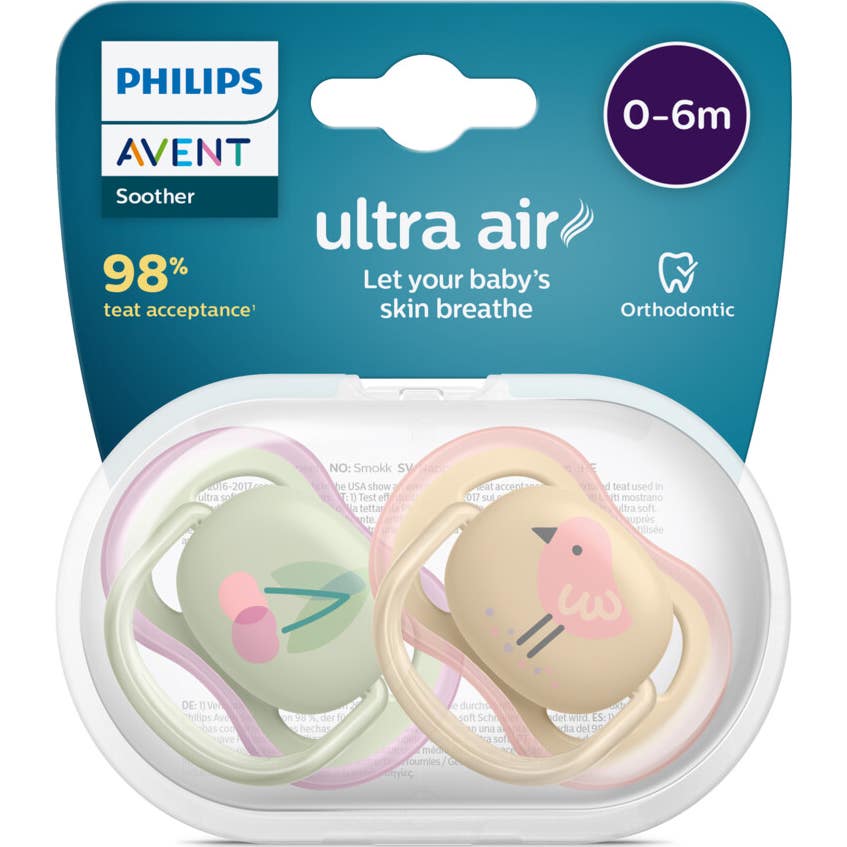 Philips Avent Ultra Air Pink Symmetrical Silicone 0-6M 2uts