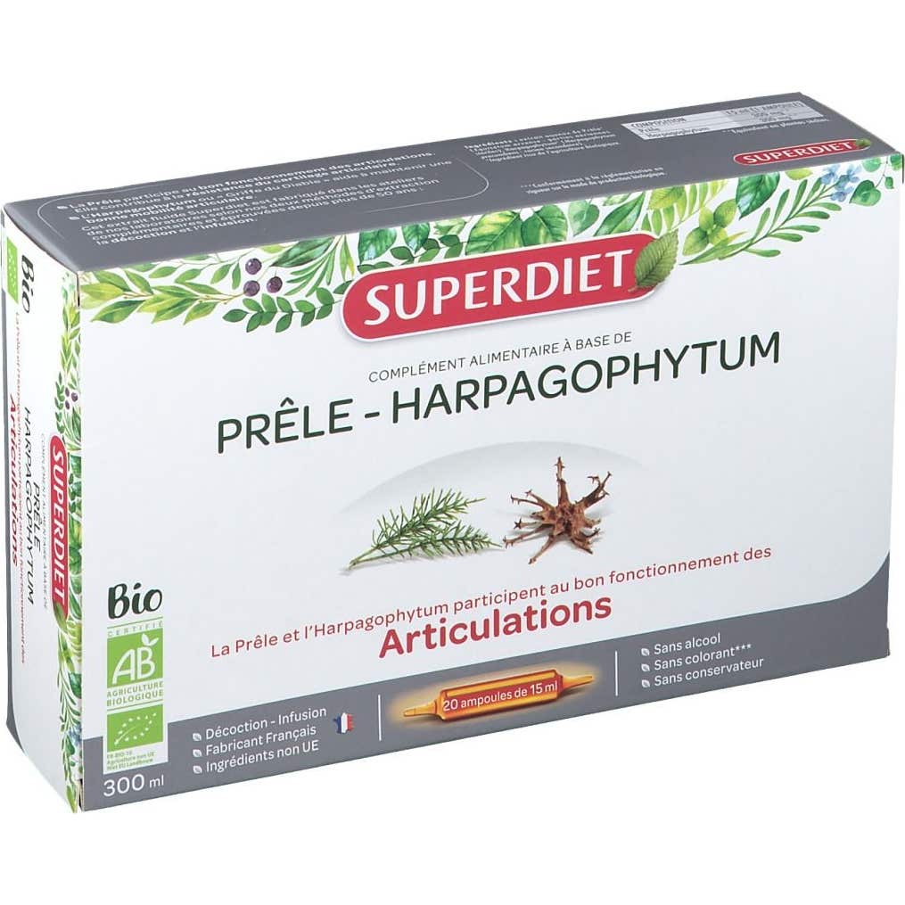 Super Diet Prêle Harpagophytum Bio 20 Ampoules