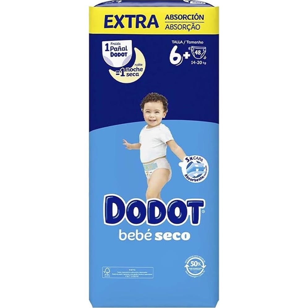 Dodot Pañal Bebé Extra Absorción 14-20kg T6+ 48uds