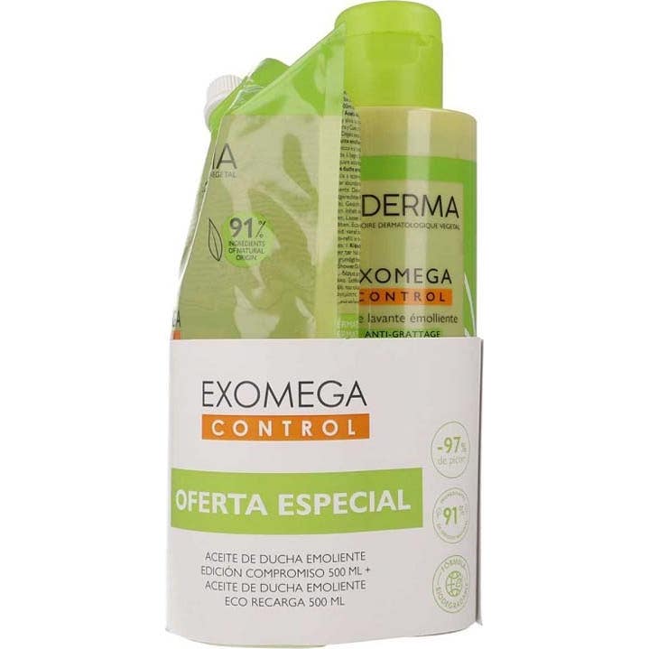 A-Derma Exomega Control Pack Aceite Limpiador 500 ml + Eco Recarga 500 ml