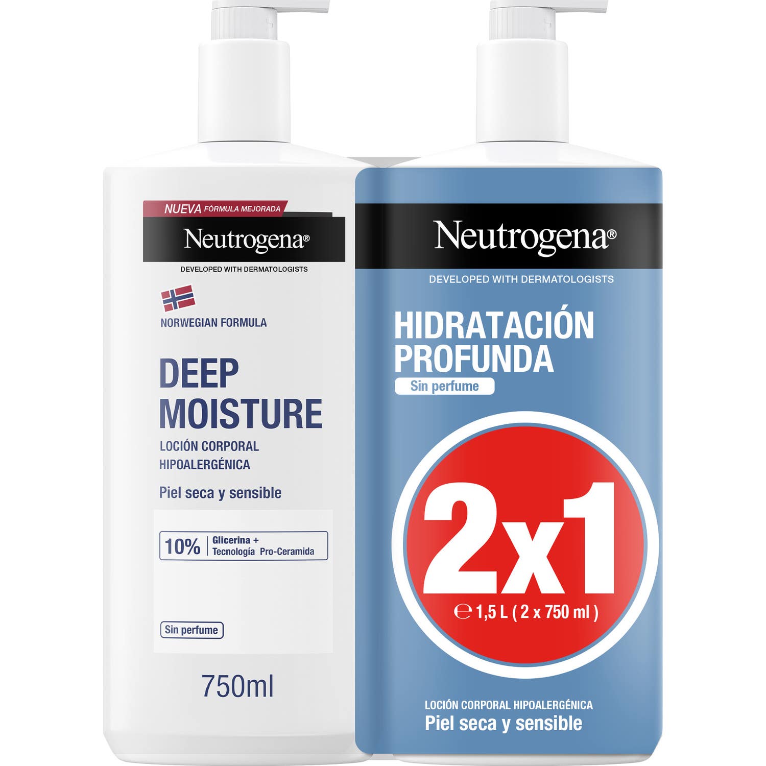 Neutrogena Pack Hydratation Profonde Sans Parfum 2x750ml