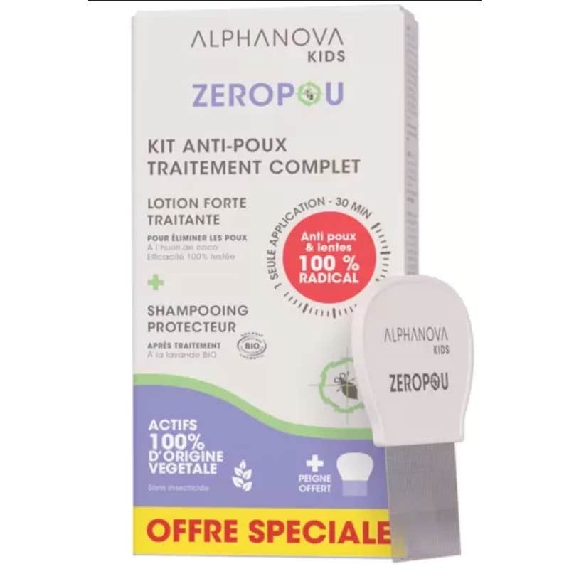 Alphanova Kids Zeropou Kit Anti-Poux Traitement Complet