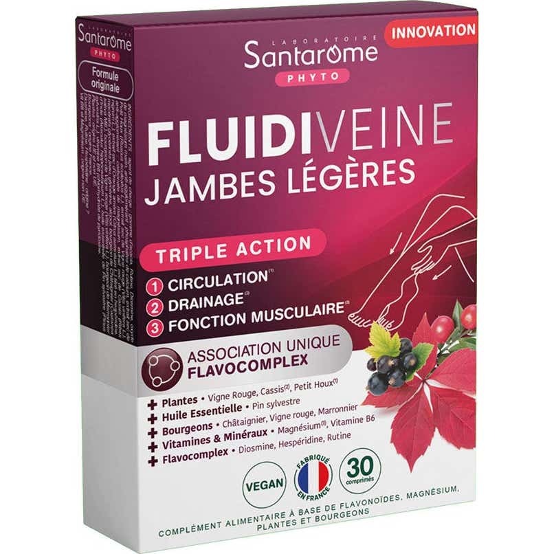 Rouge Santarome Fluidiveine Jambes Légères Comprimés Taille 30