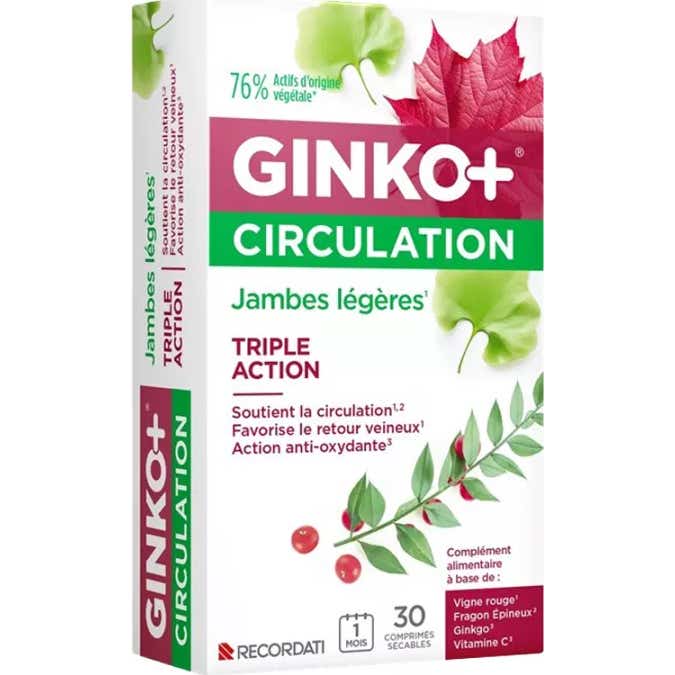 Ginko+ Circulation Jambes Légères 30 Comprimés