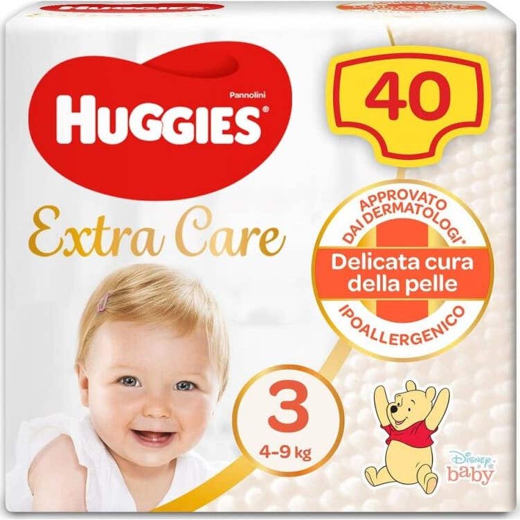 Pañal T-3 Extra Care (40 Unidades) 6-10 Kg - Huggies