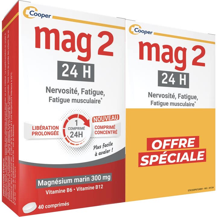 Mag2 24H Nervosité Fatigue Vitamine B6 B12 2x40comp