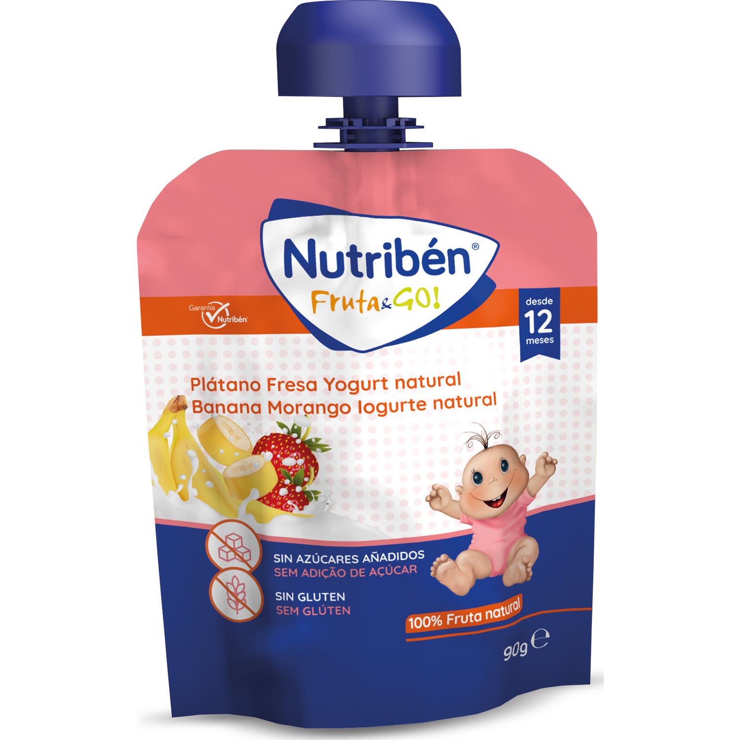 Nutriben Fruit & go Banane Fraise Yogourt aux fraises 90 G