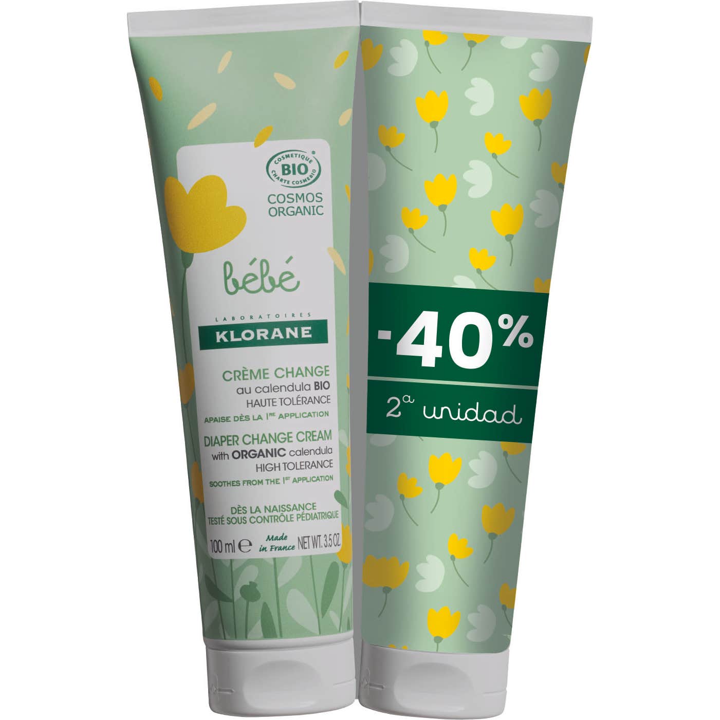 Klorane Bebé Crema Cambio Pañal Caléndula BIO 2x100ml