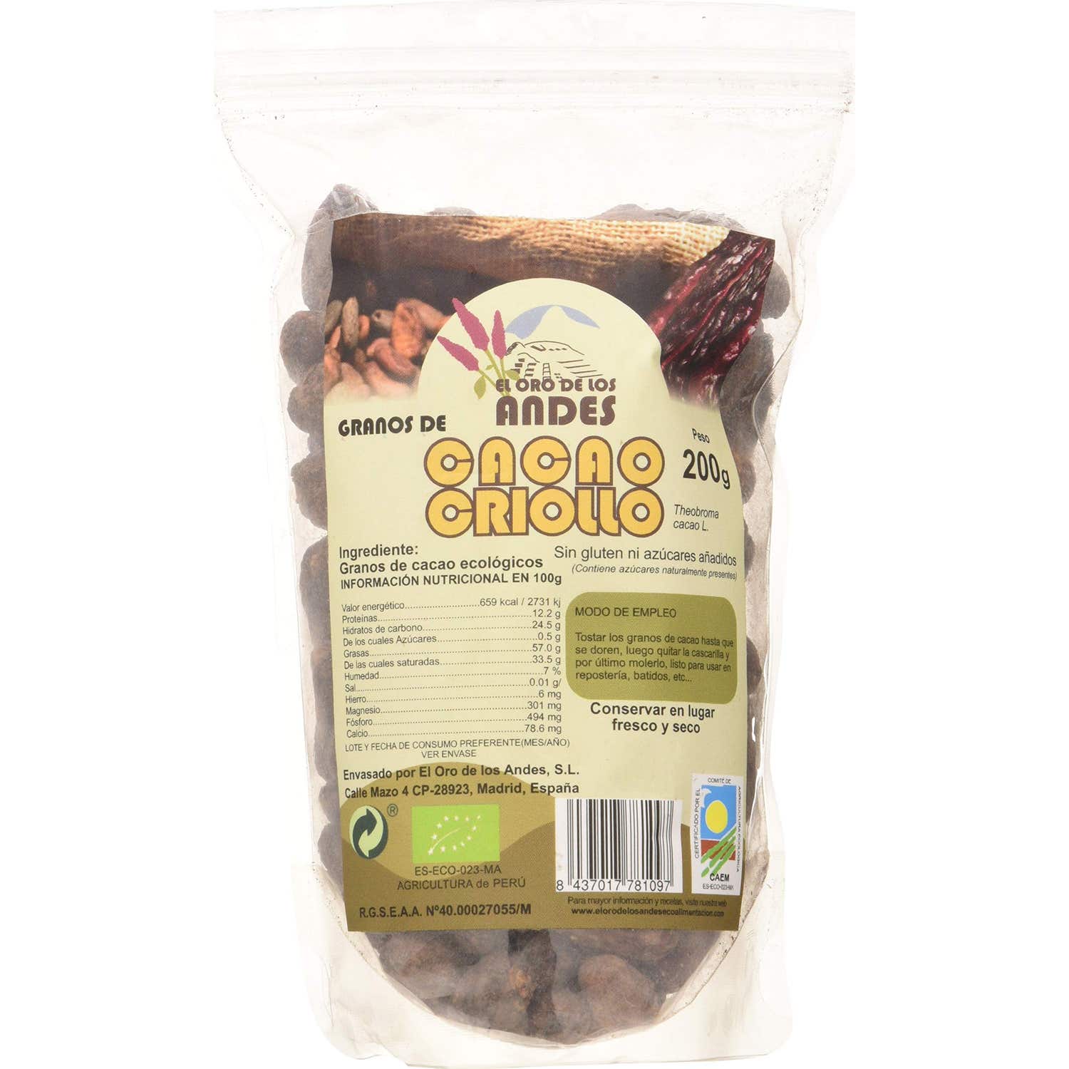 Fèves de cacao El Oro de los Andes 200g