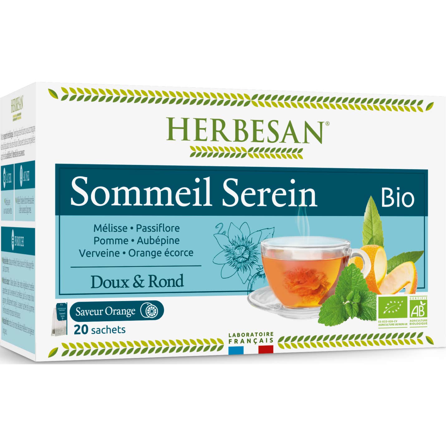 Herbesan Infusion Mélisse Passiflore Sommeil Serein Bio 20 sachets