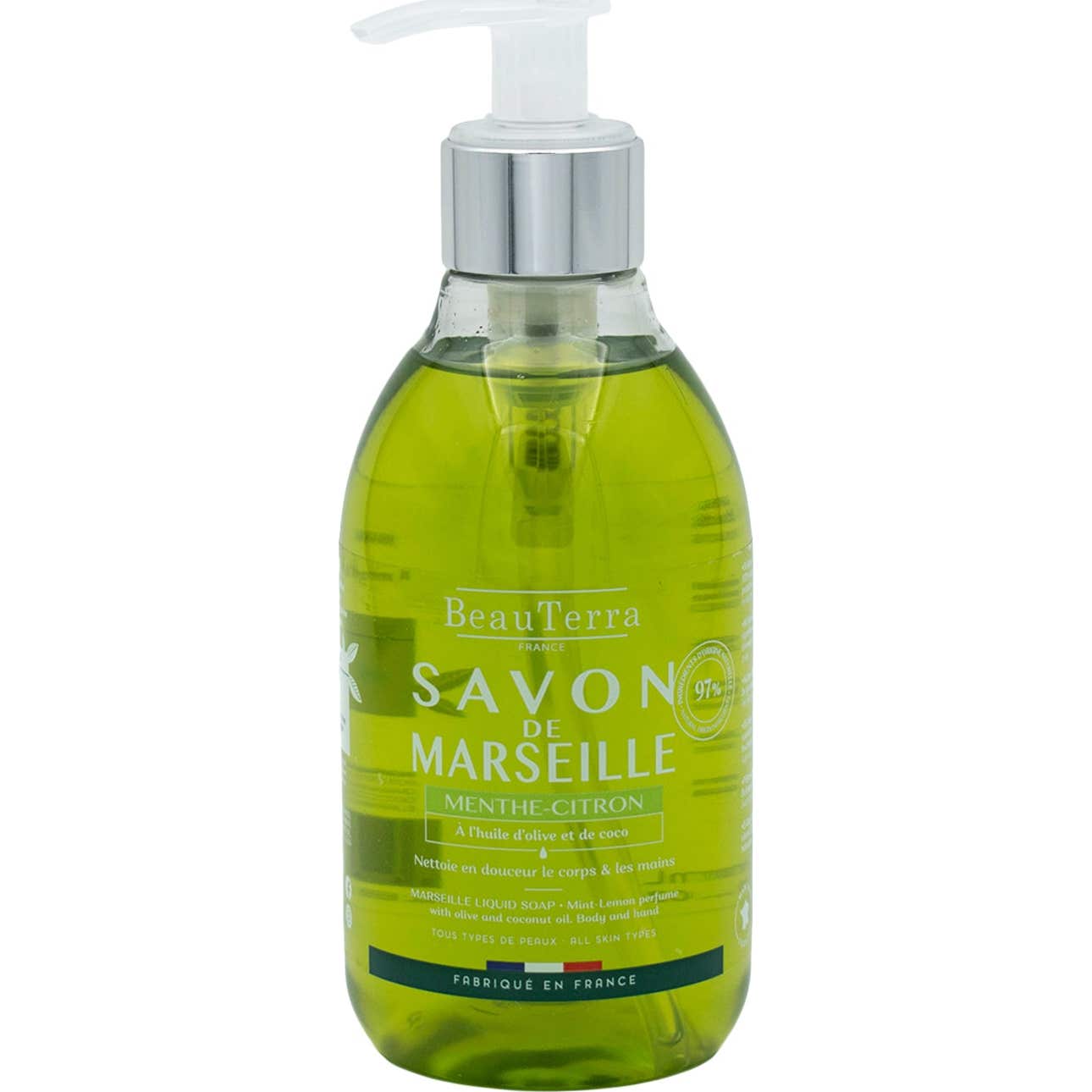 BeauTerra Savon de Marseille Liquide Menthe Citron 300ml