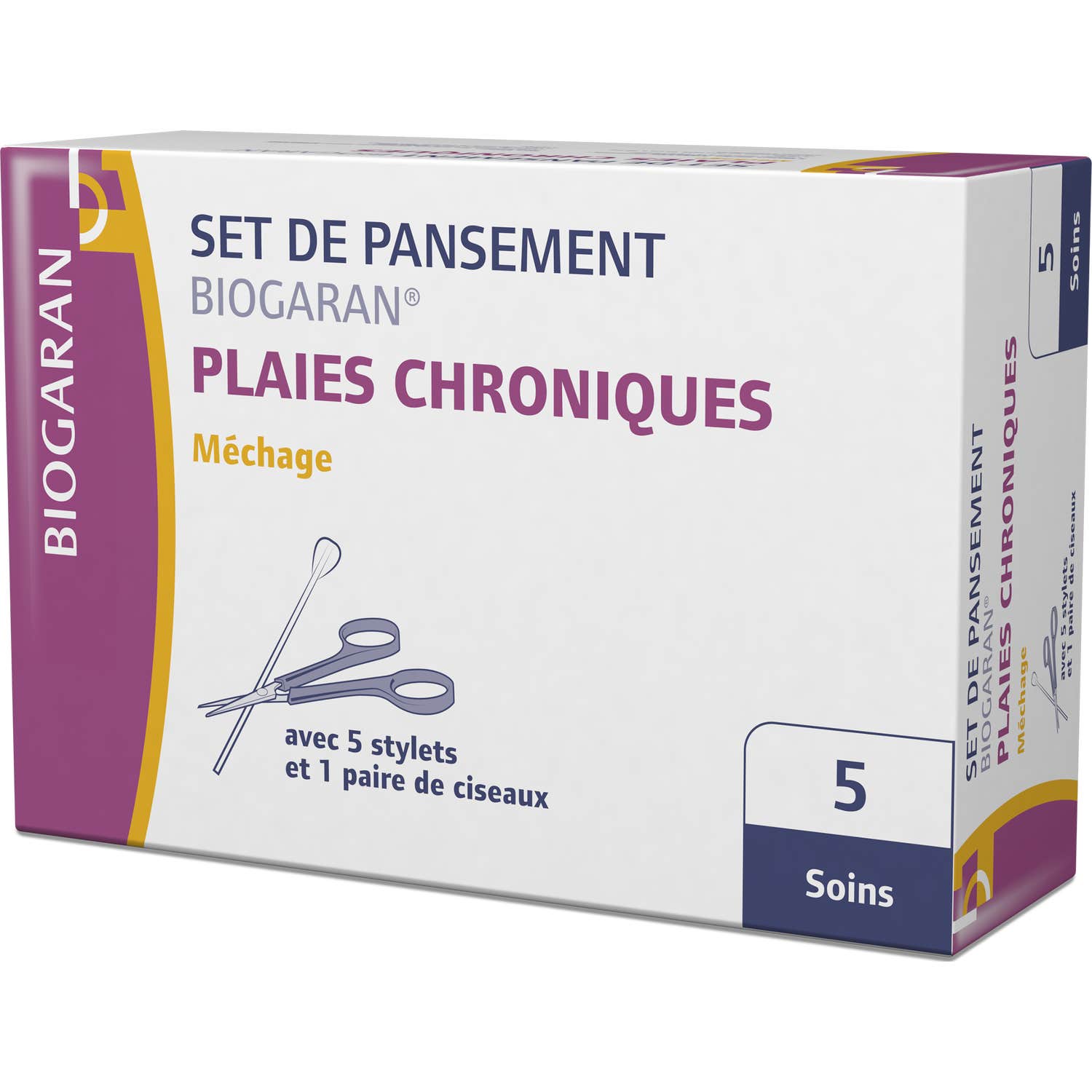 Biogaran Set de Pansement Plaies Chroniques Méchage 5 unités