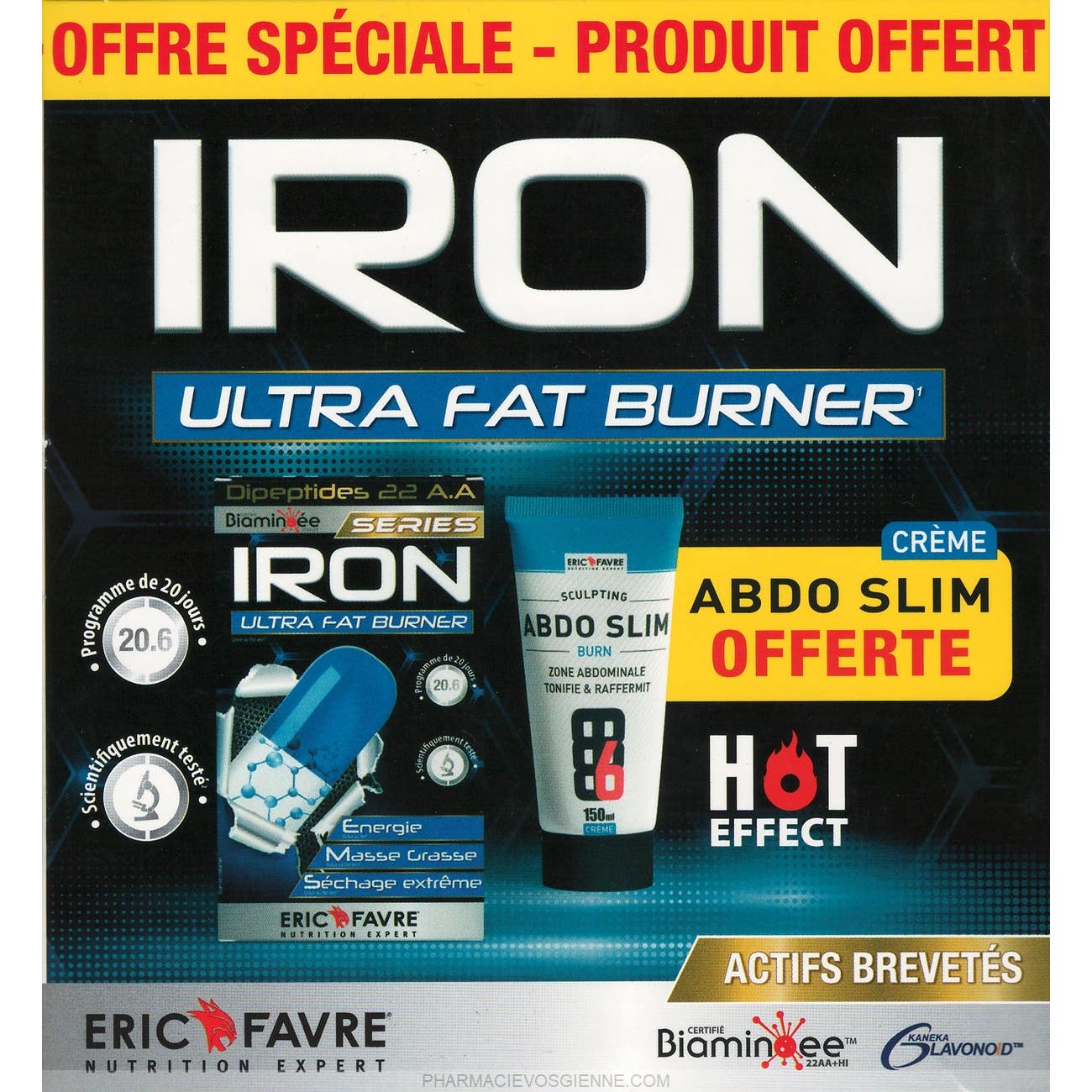 Eric Favre Pack Iron Ultra Fat Burner 120 Gélules + Gel Abdo Slim 150ml