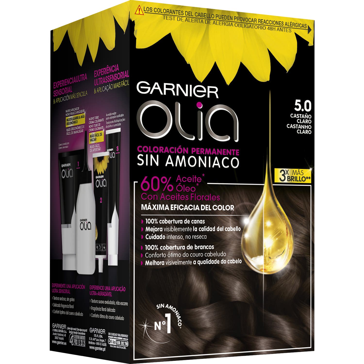 Garnier Olia Permanent Hair Color N°5.0 Light Brown 4 pièces
