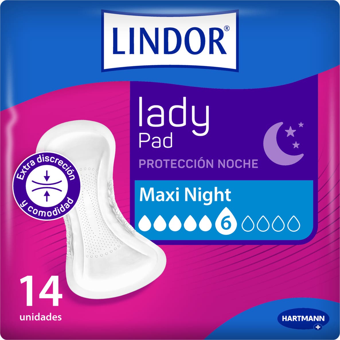 Lindor Lady Pad Maxi Night 14uds