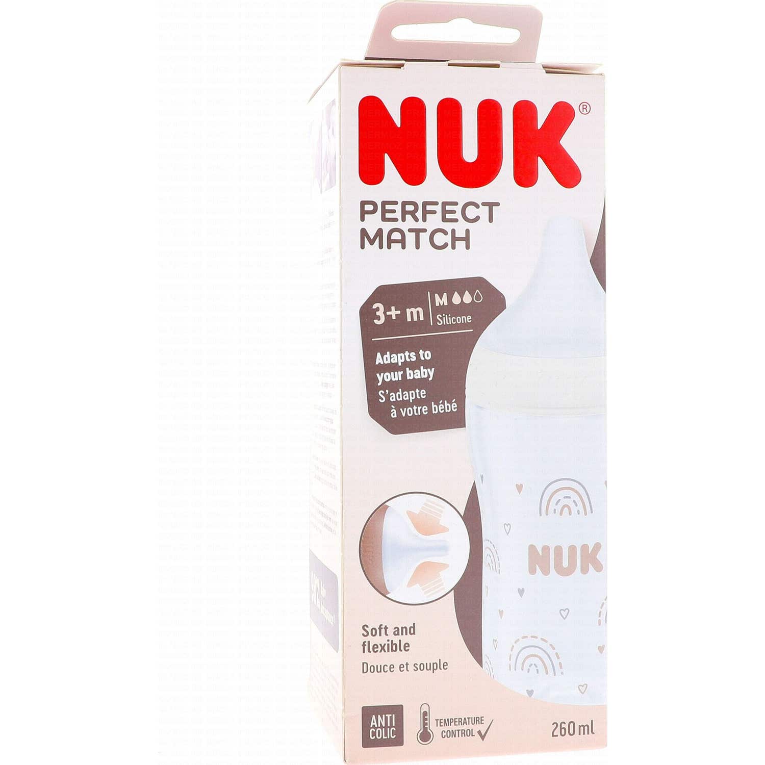Nuk Perfect Match Biberon +3M Arc-En-Ciel 260ml
