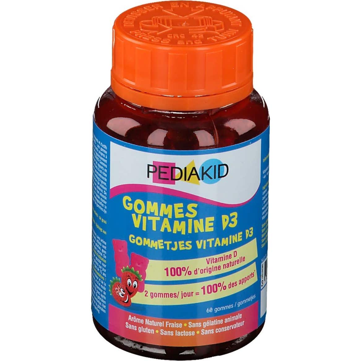 Pediakid Gommes Vitamine D3 Fraise 60 Unités