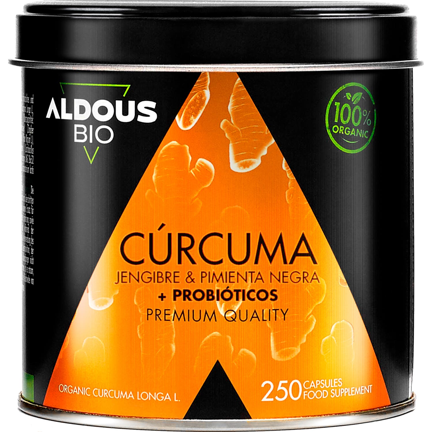 Aldous Bio Curcuma Gingembre & Poivre Noir + Probiotiques 250 Capsules