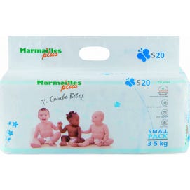 MARMAILLES PLUS Couches bébé taille S 3-5kg 20 couches