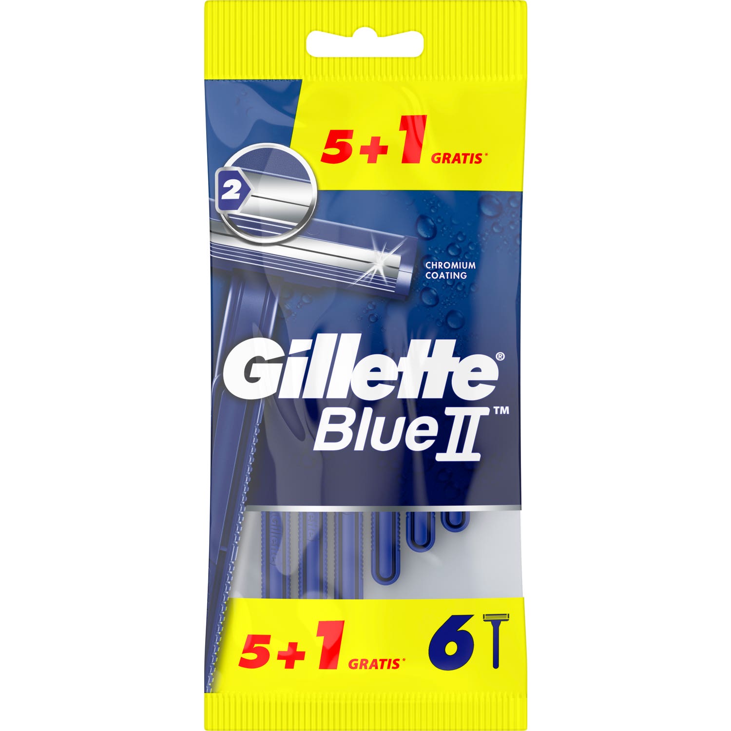 Gillette Blue II feuilles 5 pcs + 1 pcs gratuit