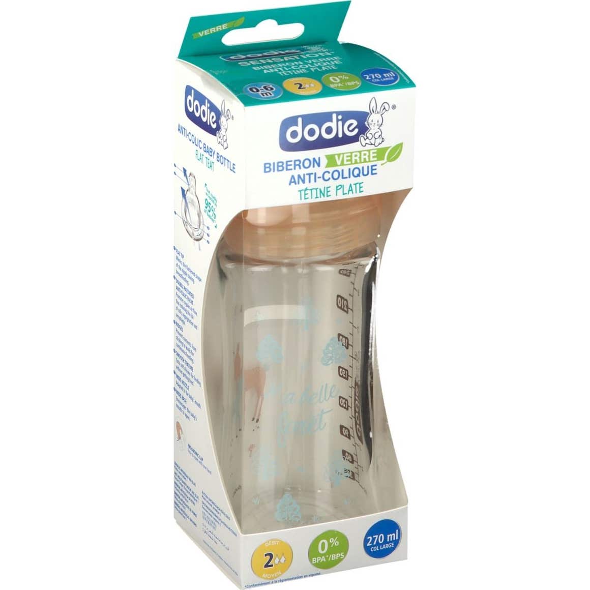 Dodie Bib Sens+ Verr 270ml Biche
