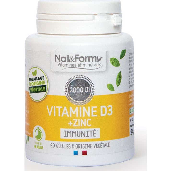 Nat&Form Vitamine D3+Zinc 60 Gélules