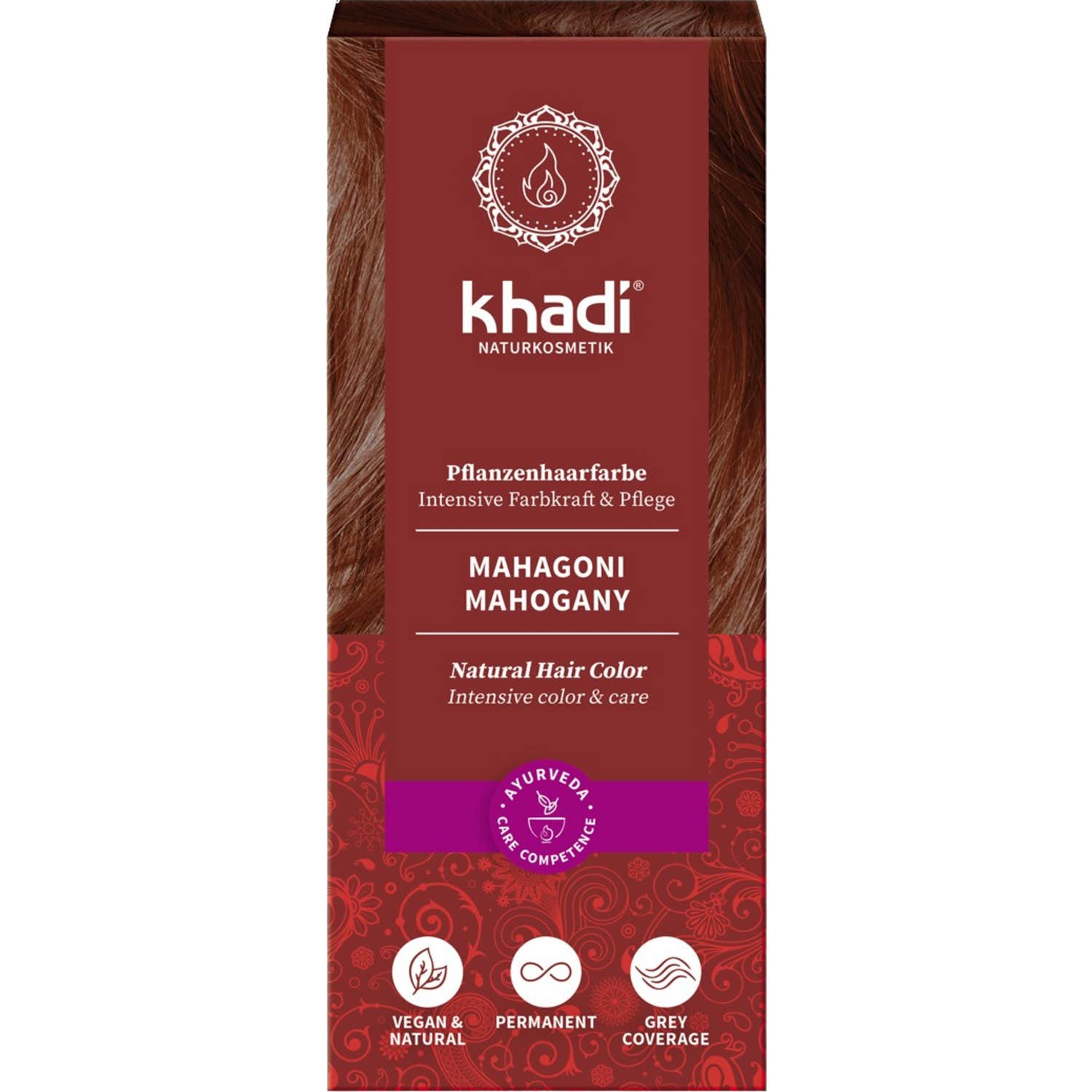Khadi Teinture Henné Naturelle Brun Acajou 100g