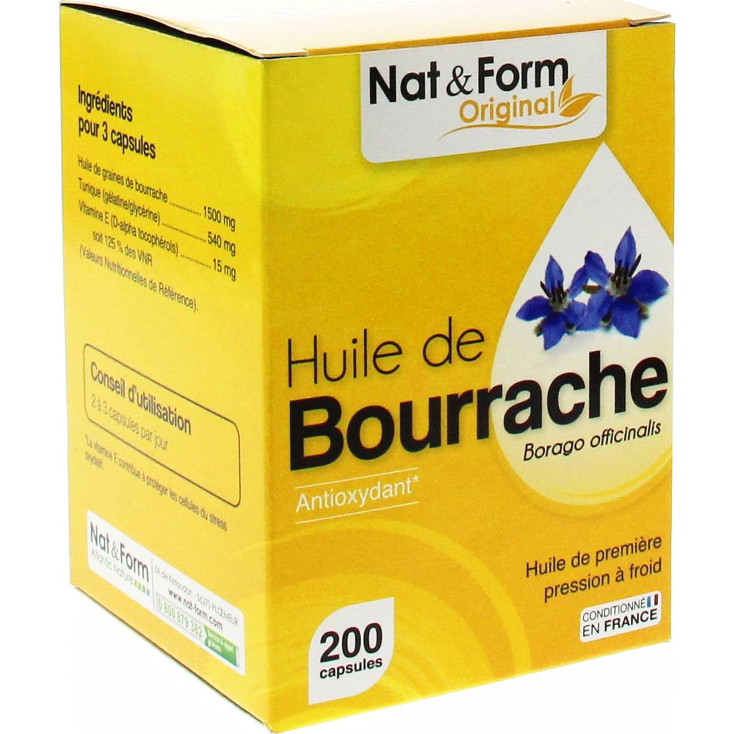Nat Form Bourrache 200 Capsules