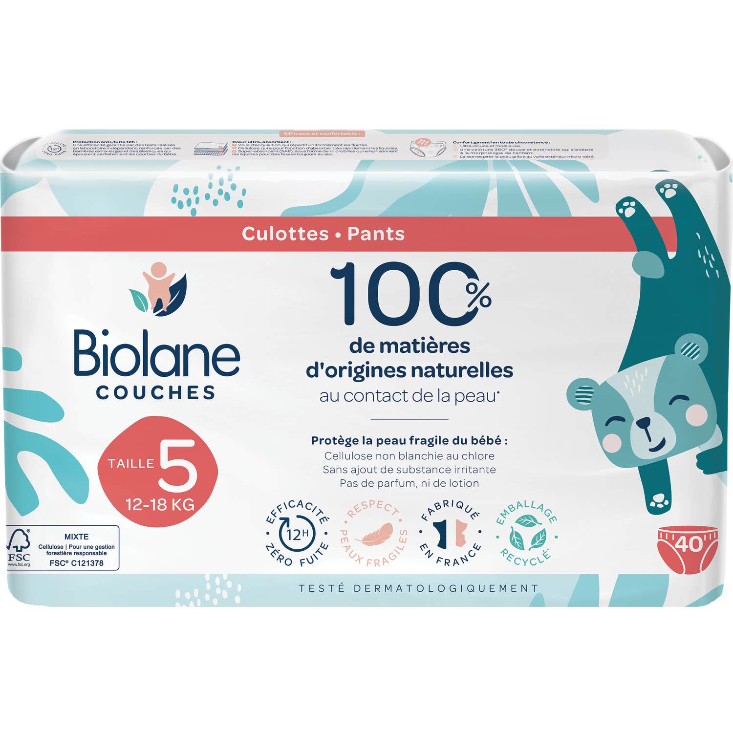 Biolane Couches Culottes Eco Taille 5 12-18kg 40 Unités