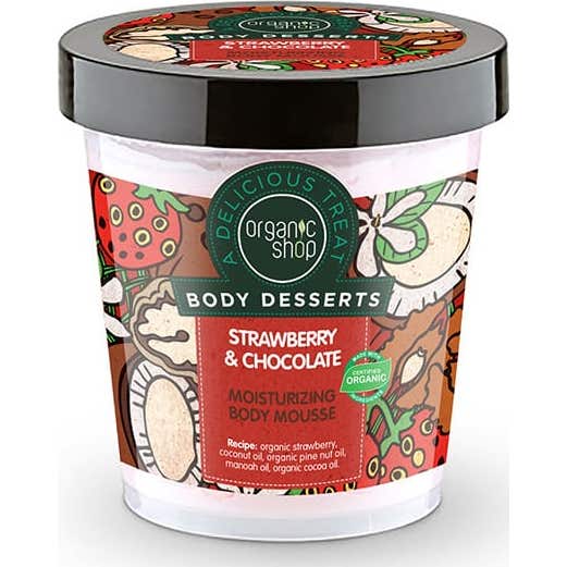 Organic Shop Mousse corporelle hydratante à la fraise et au chocolat 450ml